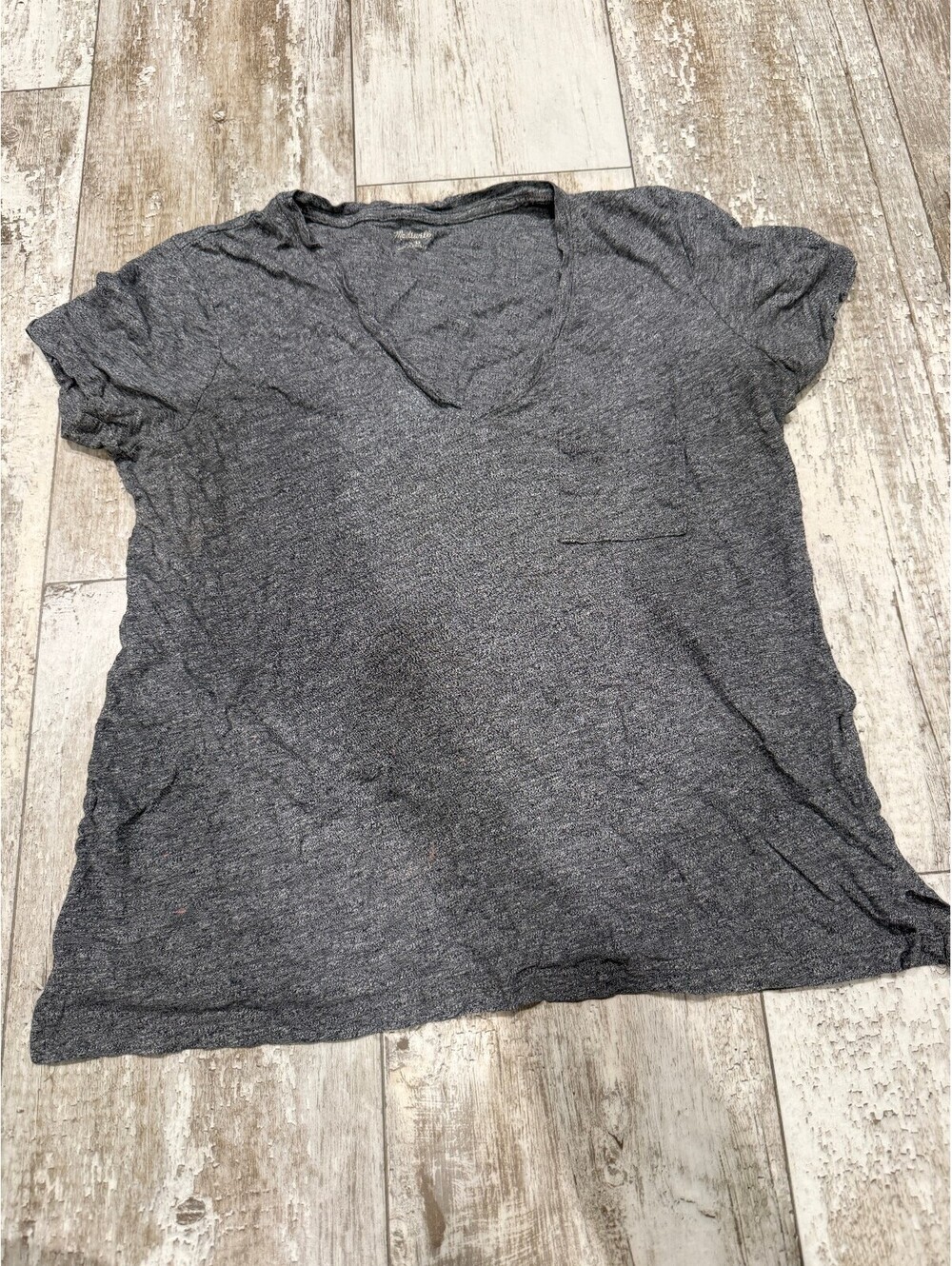 Madewell Gray V Neck Pocket Tee Heathered Casual Basic